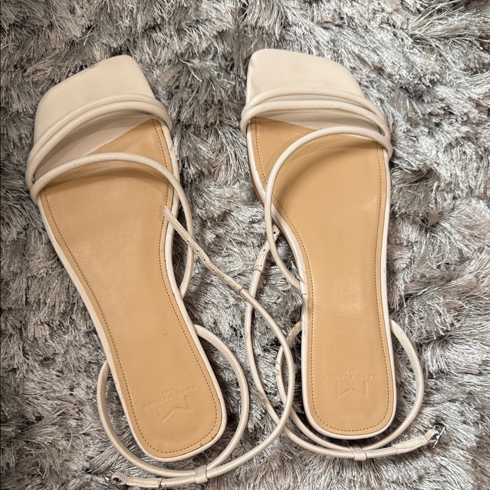 Marc Fisher Cream Strappy Sandals